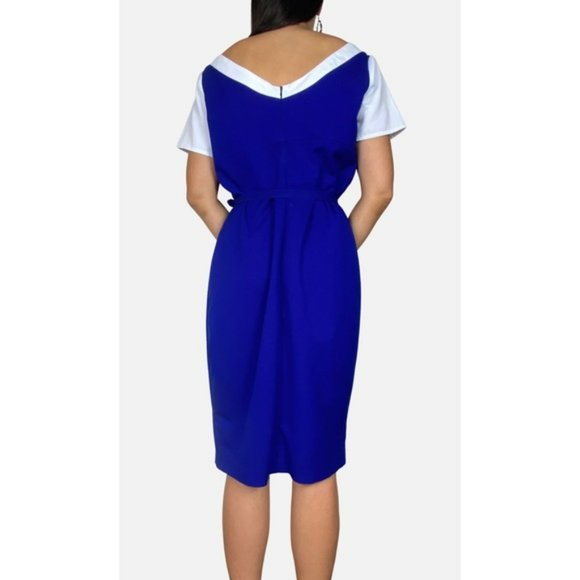 GLAMOUR BUNNY drey Royal Blue 1950s Style Pencil Dress  Retro Pinup - Picture 2 of 10